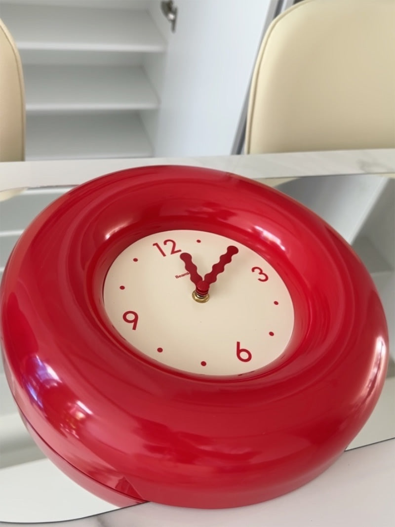 Beautiful Red Donut Art Wall Clock, Living Room Decoration Ideas