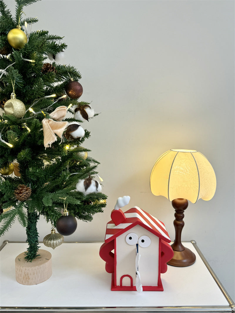 Beautiful Red House Tissue Box with Eyes - Fun and Decorative Home Accessory
