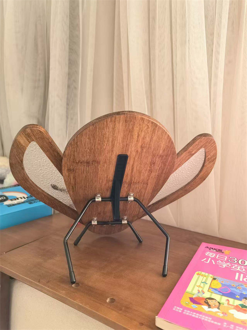 Beetle-Shaped Adjustable Wooden Book & Laptop Stand - Multi-Functional Holder for Books, Tablets, Phones