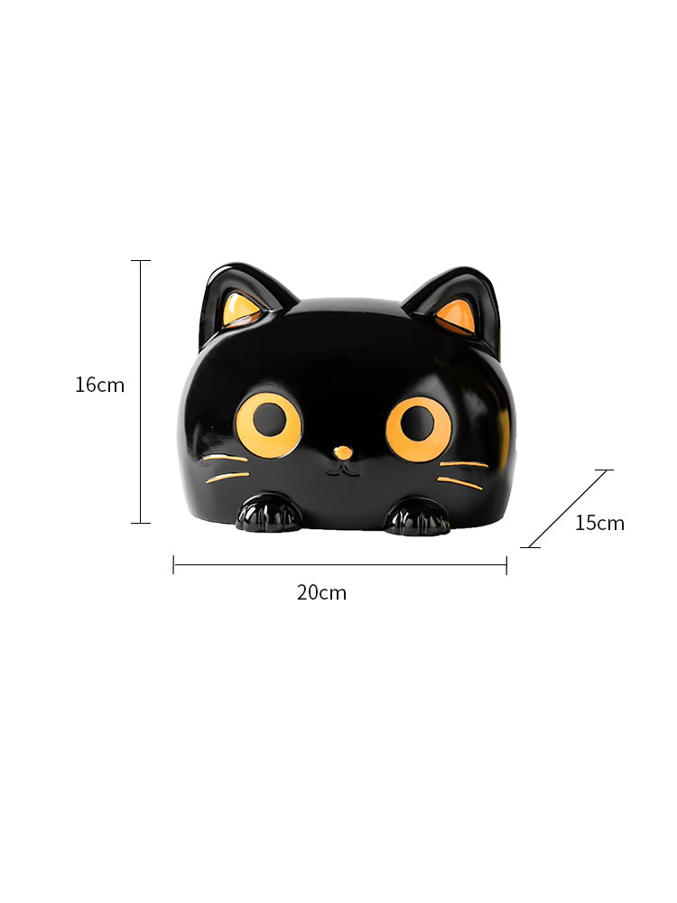 Big-Eyed Black Cat Tissue Box Cover - Cute and Functional Home Decor
