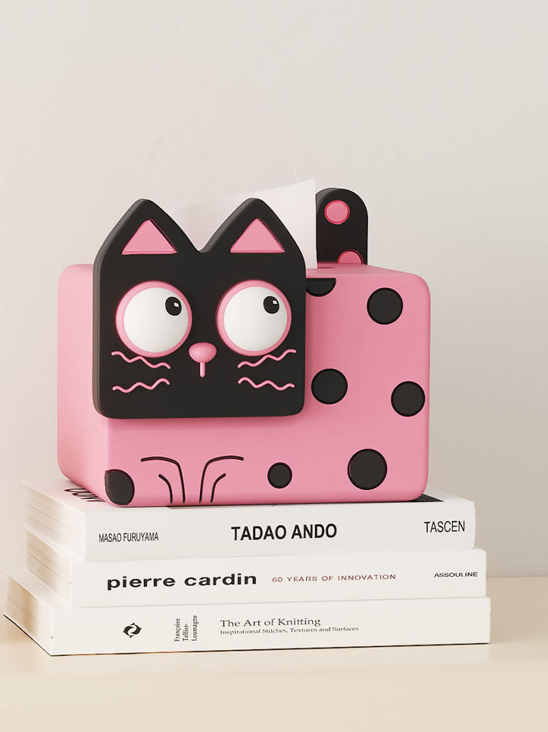 Big-Eyed Cute Cartoon Cat Tissue Box Cover - Adorable Home Decor