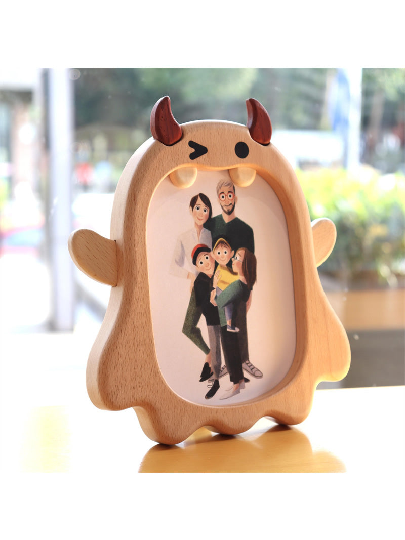Big Mouth Monster Wooden Photo Frame,Picture Holder, Cute Desk Decor for Kids & Adults