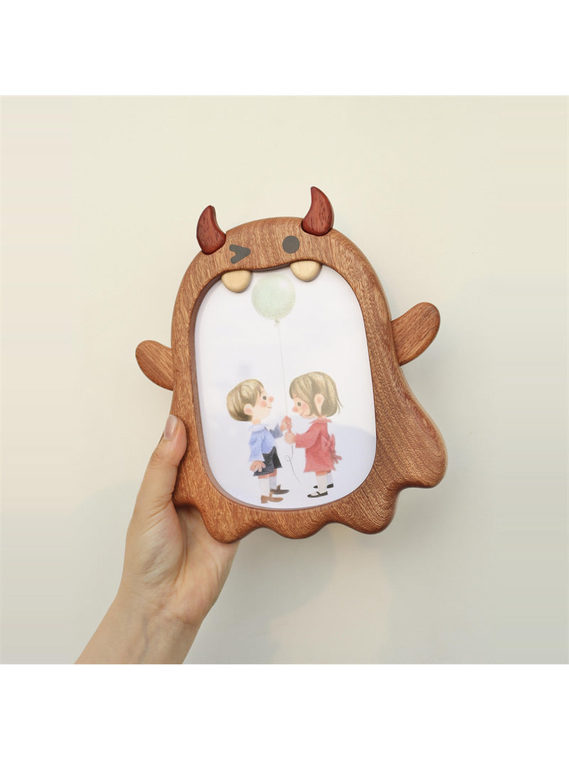 Big Mouth Monster Wooden Photo Frame,Picture Holder, Cute Desk Decor for Kids & Adults