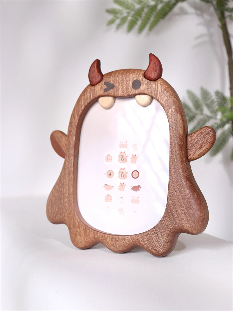 Big Mouth Monster Wooden Photo Frame,Picture Holder, Cute Desk Decor for Kids & Adults