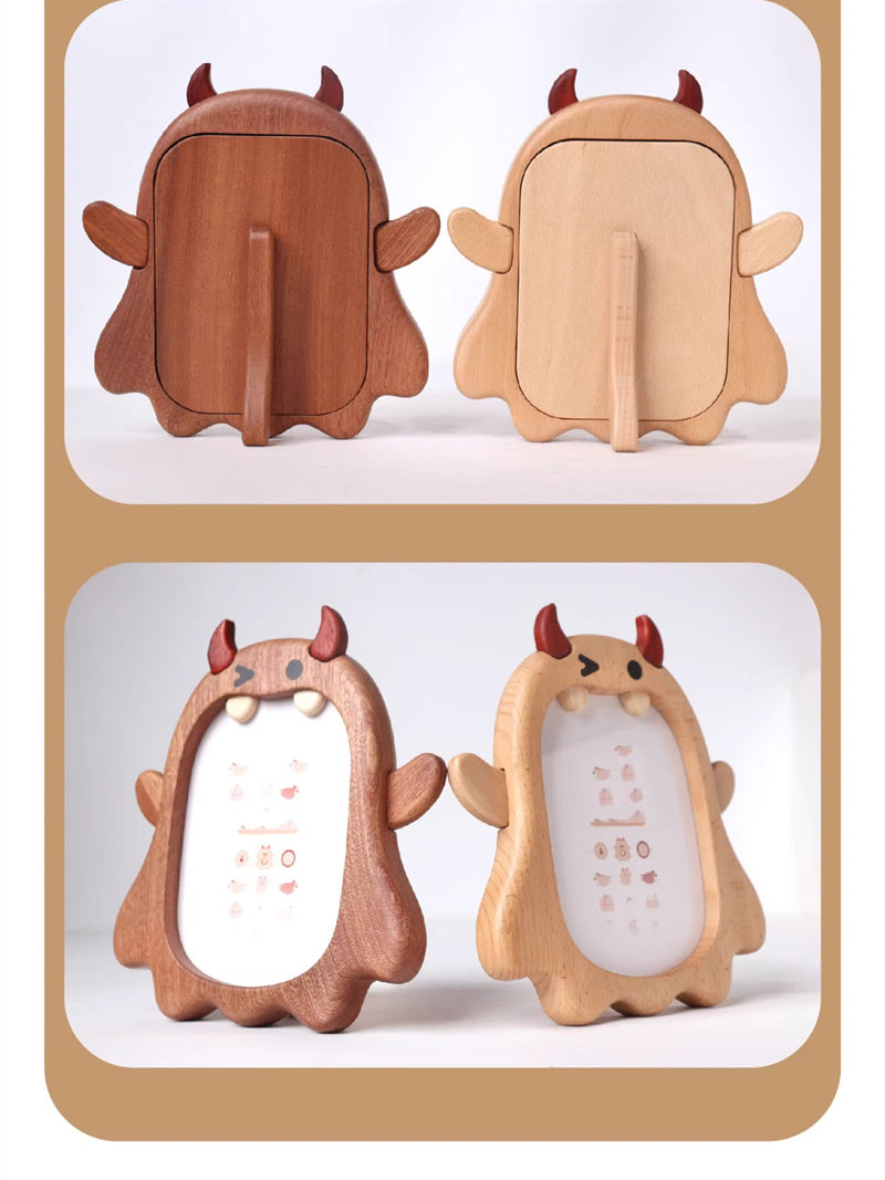 Big Mouth Monster Wooden Photo Frame,Picture Holder, Cute Desk Decor for Kids & Adults