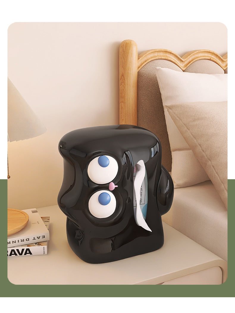 Black Cat Ceramic Tissue Box, Fun Desktop Decoration