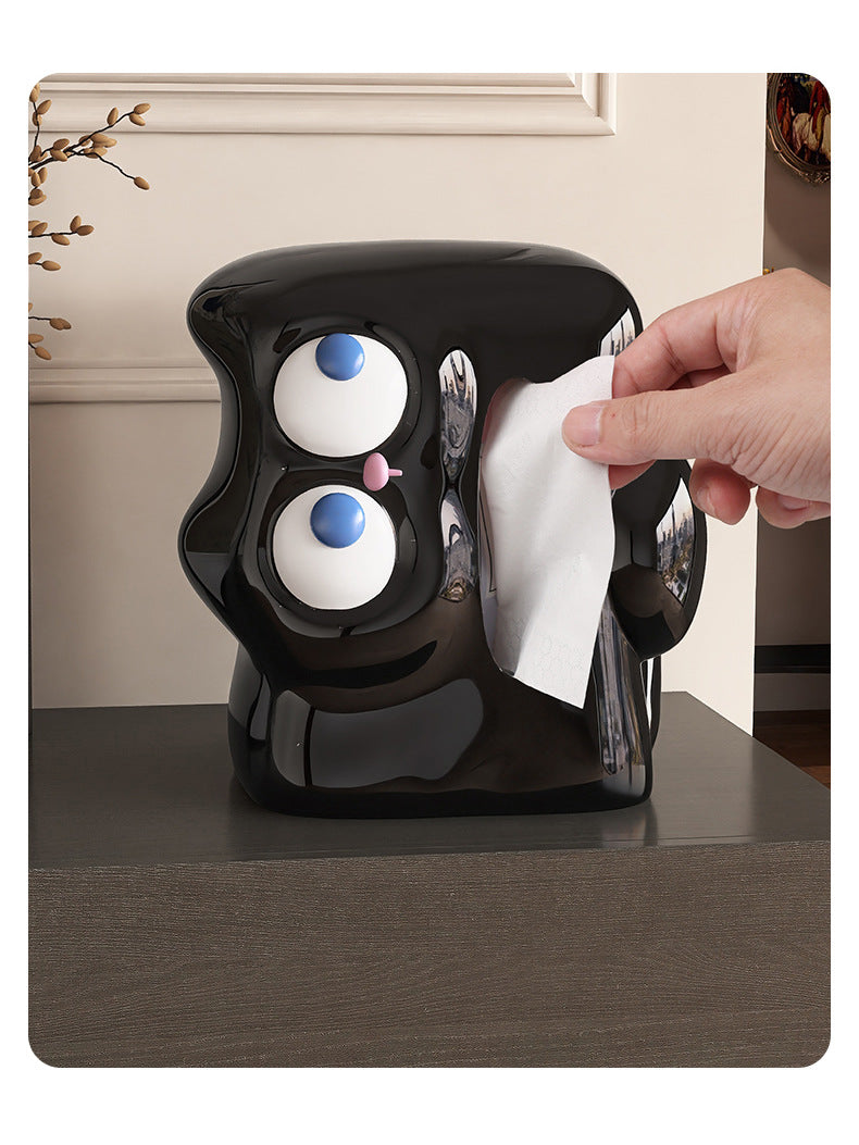 Black Cat Ceramic Tissue Box, Fun Desktop Decoration