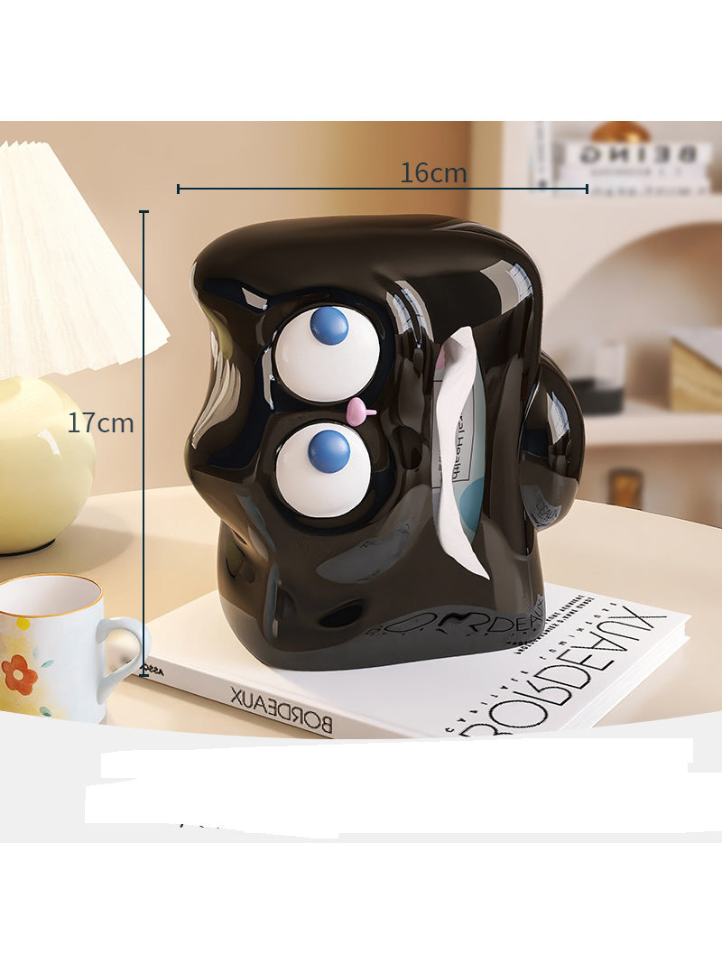 Black Cat Ceramic Tissue Box, Fun Desktop Decoration