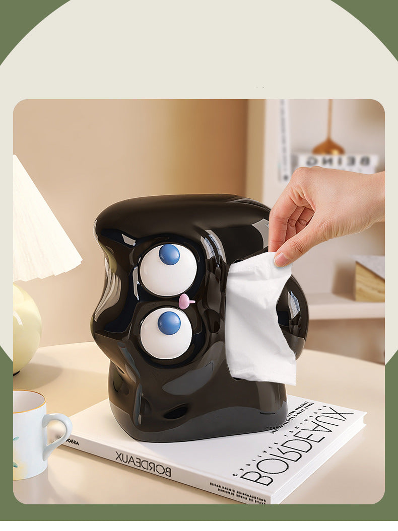 Black Cat Ceramic Tissue Box, Fun Desktop Decoration