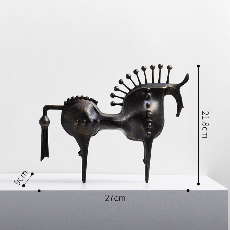 Black Metal Horse Sculpture - Abstract Decorative Art Piece for Home & Office Decor