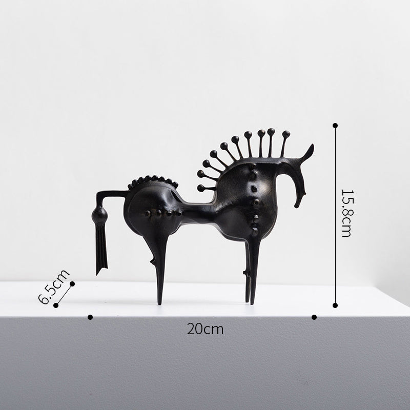 Black Metal Horse Sculpture - Abstract Decorative Art Piece for Home & Office Decor