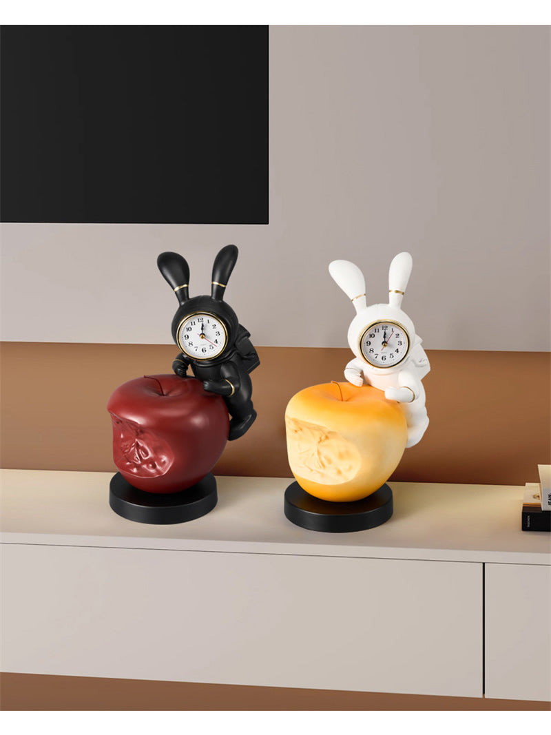 Bunny Astronaut Desk Clock - Whimsical Space-Themed Analog Clock, Fun Home & Office Decor