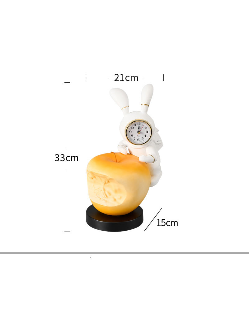 Bunny Astronaut Desk Clock - Whimsical Space-Themed Analog Clock, Fun Home & Office Decor
