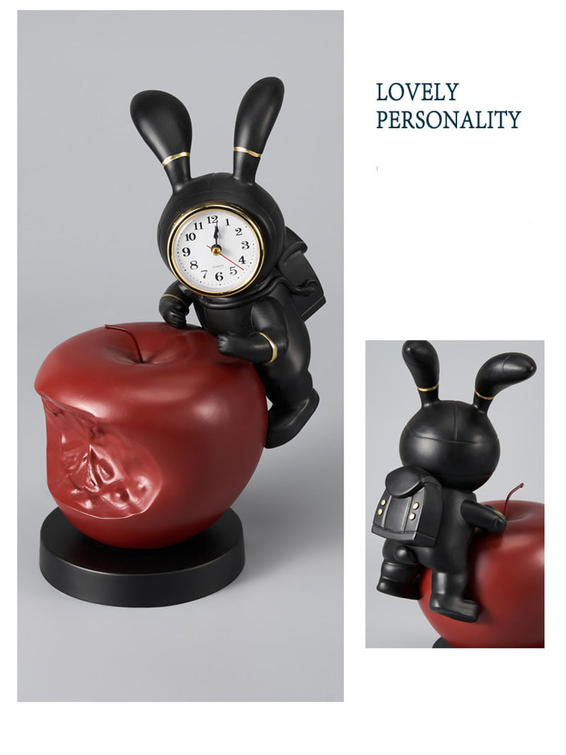 Bunny Astronaut Desk Clock - Whimsical Space-Themed Analog Clock, Fun Home & Office Decor