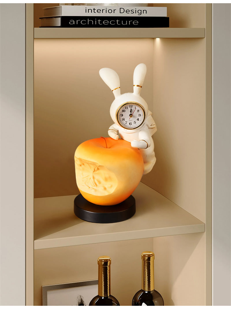 Bunny Astronaut Desk Clock - Whimsical Space-Themed Analog Clock, Fun Home & Office Decor