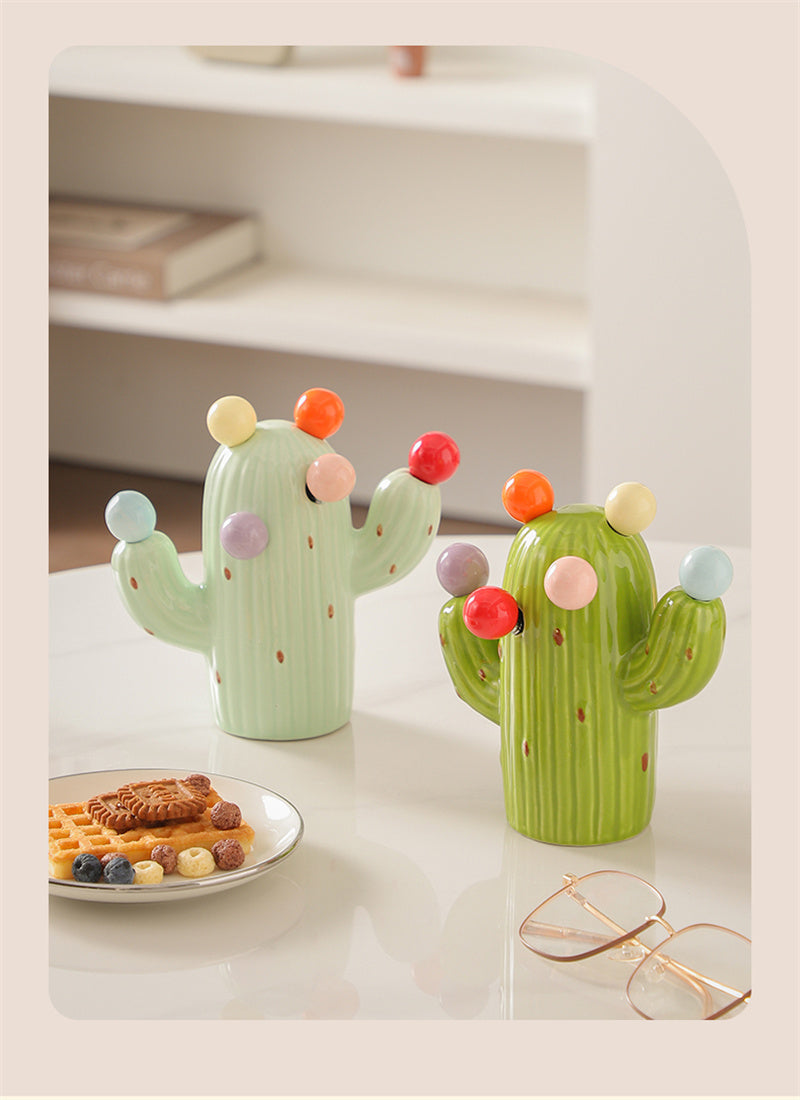 Cactus Ceramic Fruit Fork Set - 6 Colorful Mini Forks