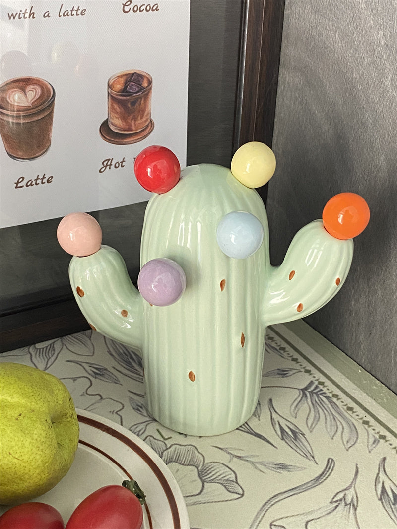 Cactus Ceramic Fruit Fork Set - 6 Colorful Mini Forks