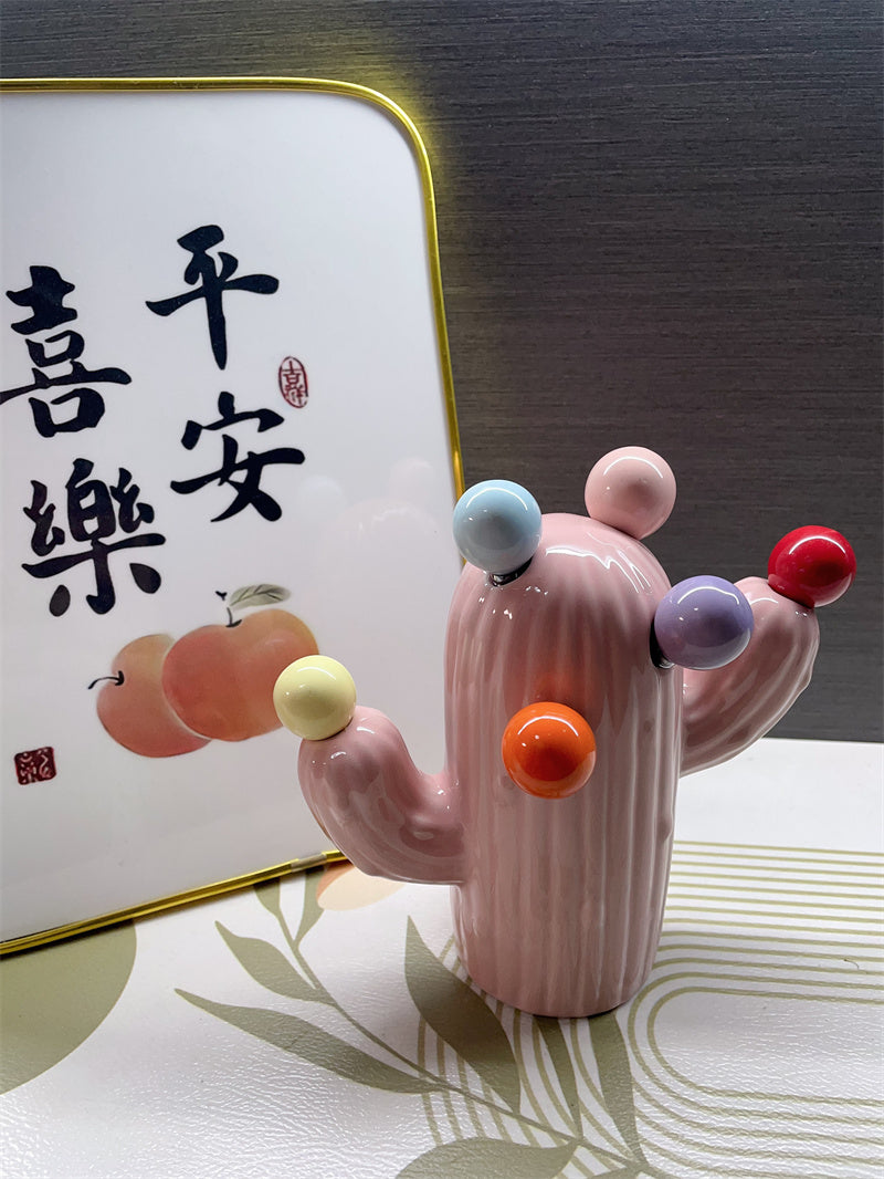 Cactus Ceramic Fruit Fork Set - 6 Colorful Mini Forks