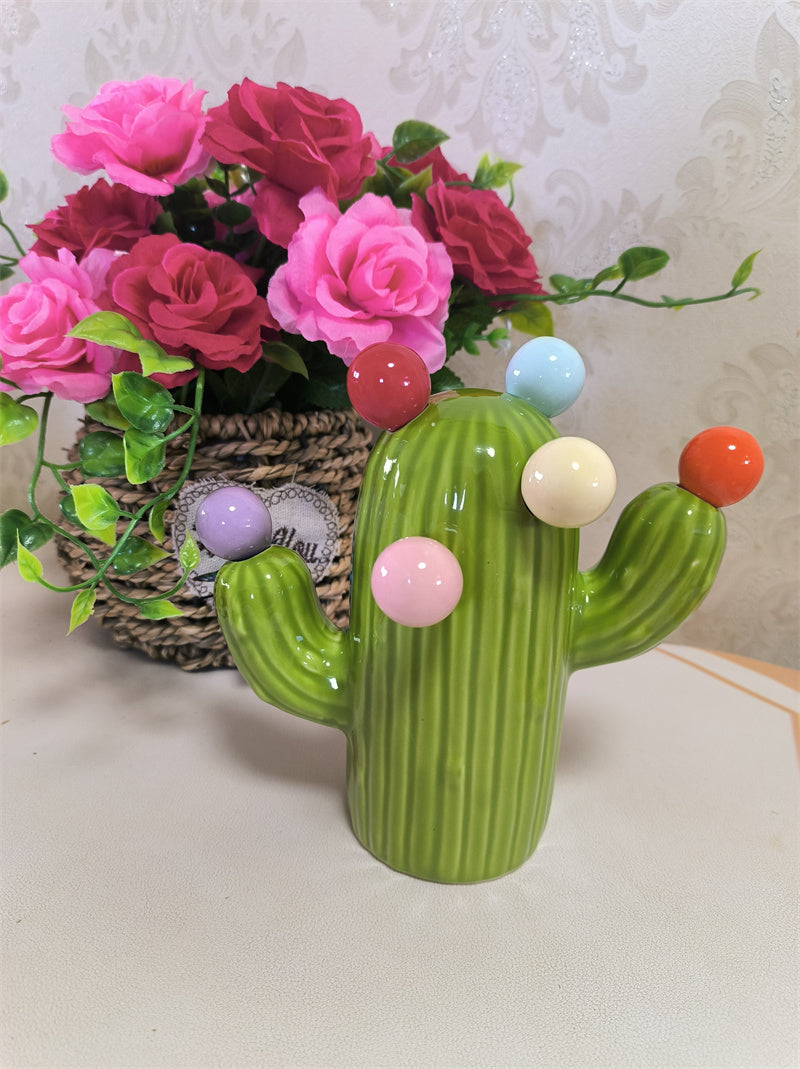 Cactus Ceramic Fruit Fork Set - 6 Colorful Mini Forks