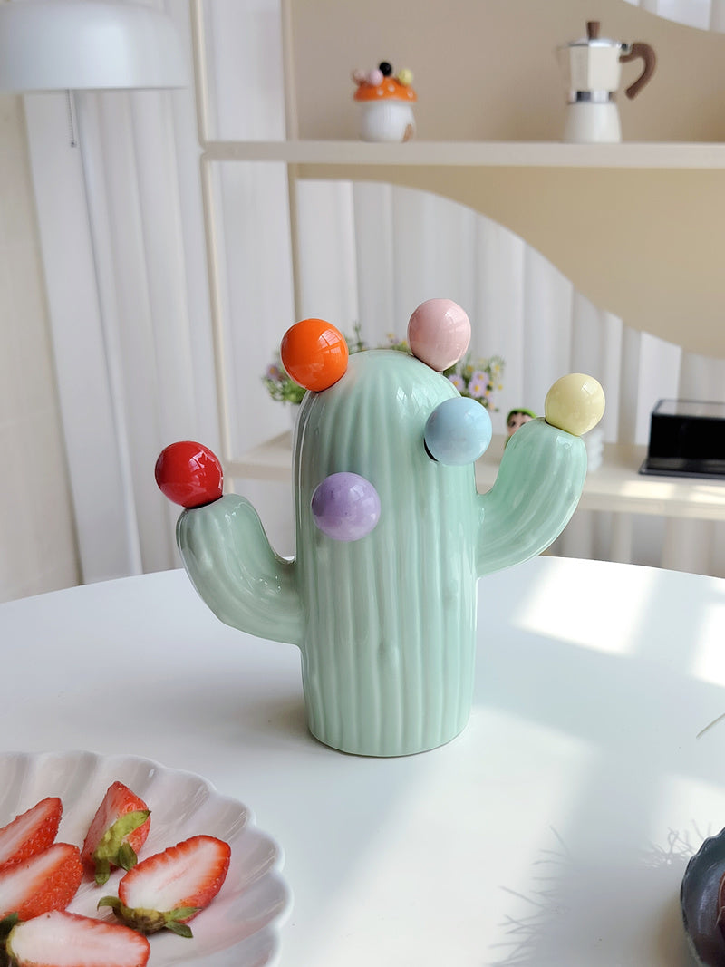 Cactus Ceramic Fruit Fork Set - 6 Colorful Mini Forks