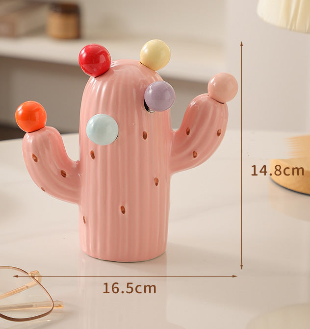 Cactus Ceramic Fruit Fork Set - 6 Colorful Mini Forks