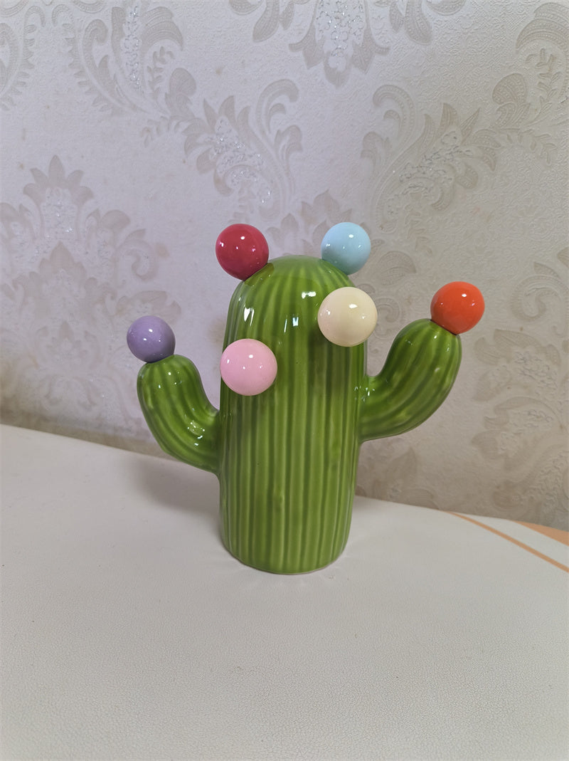 Cactus Ceramic Fruit Fork Set - 6 Colorful Mini Forks