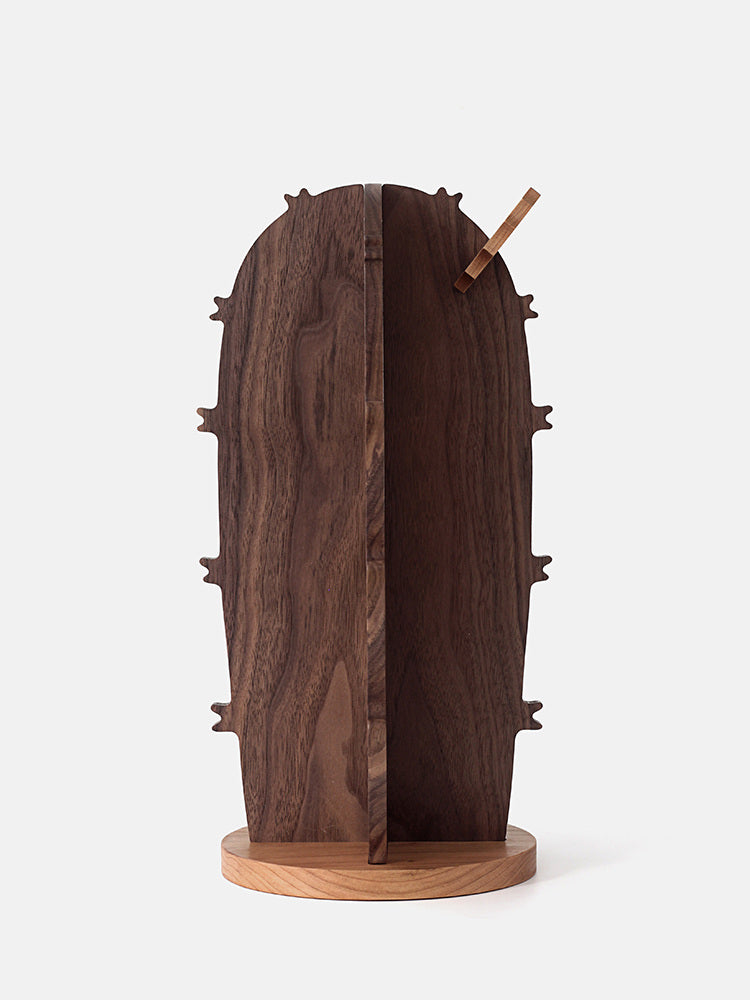 Cactus Wood Glasses Display Stand: Black Walnut Eyewear Organizer