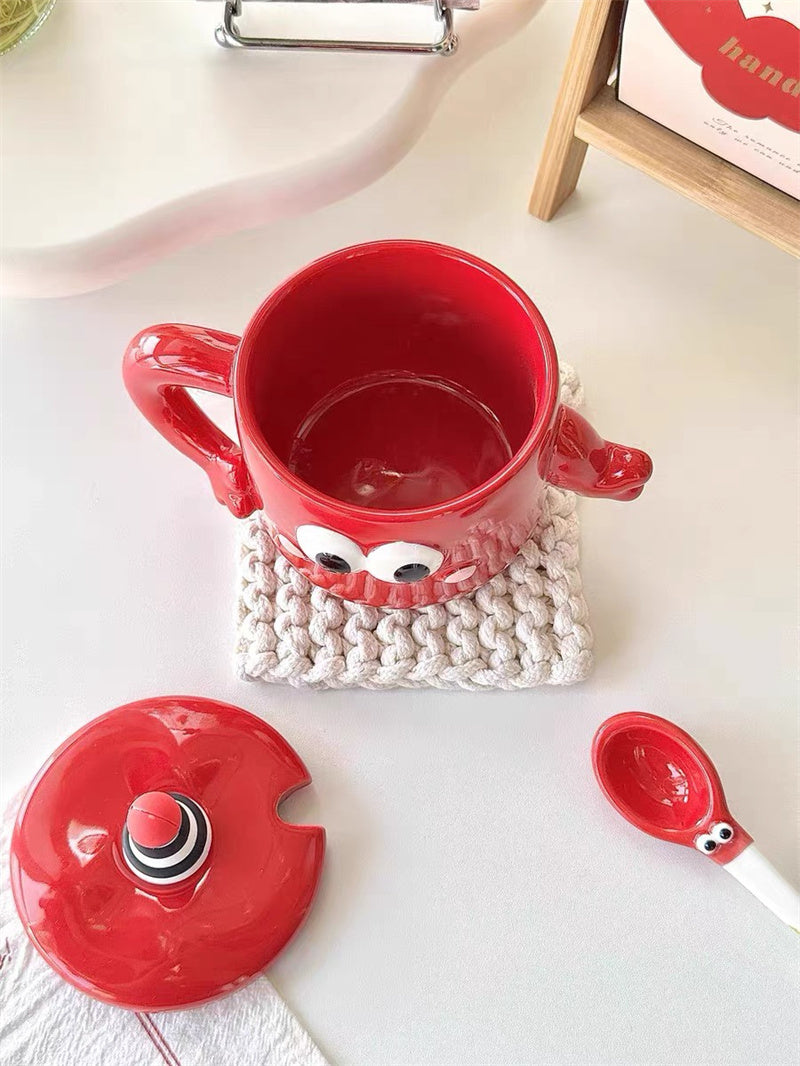 Cartoon Big Eyes Ceramic Couple Cup, Large Capacity Mug