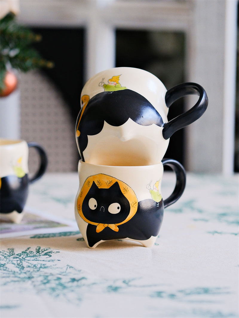 Cartoon Cat Ceramic Mugs – Cute Hand-Painted Coffee & Tea Cups for Cat Lovers