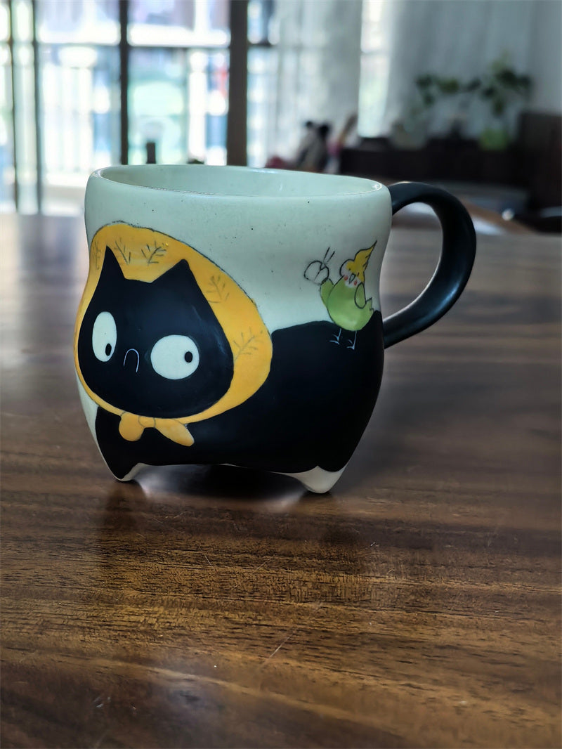 Cartoon Cat Ceramic Mugs – Cute Hand-Painted Coffee & Tea Cups for Cat Lovers