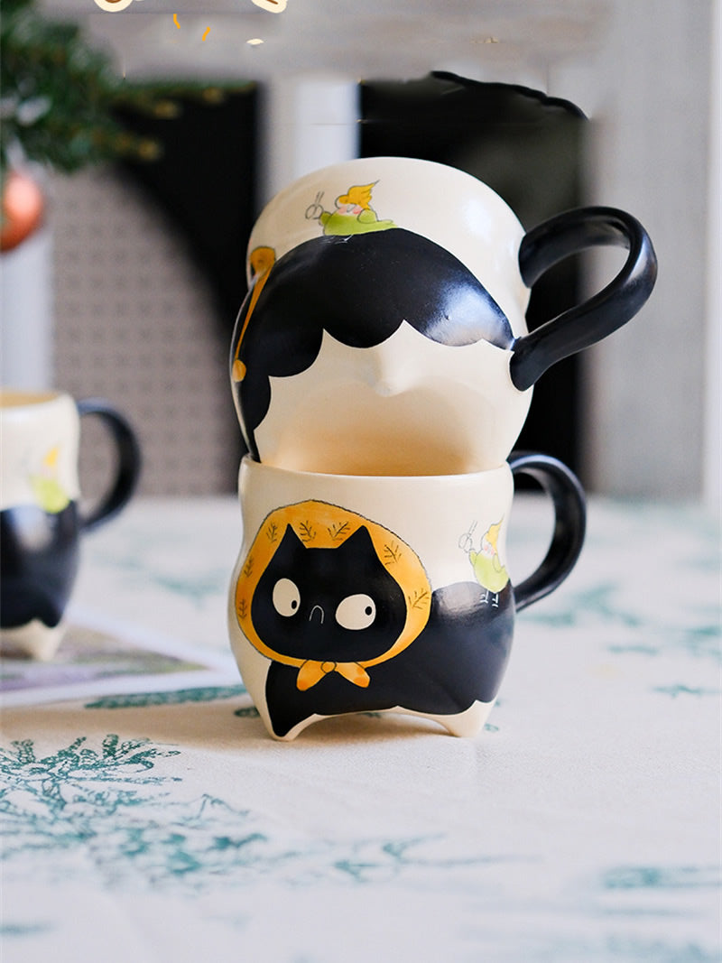 Cartoon Cat Ceramic Mugs – Cute Hand-Painted Coffee & Tea Cups for Cat Lovers