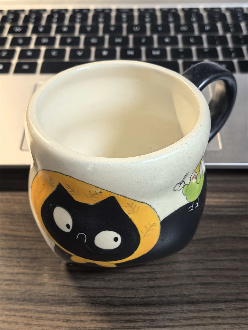 Cartoon Cat Ceramic Mugs – Cute Hand-Painted Coffee & Tea Cups for Cat Lovers