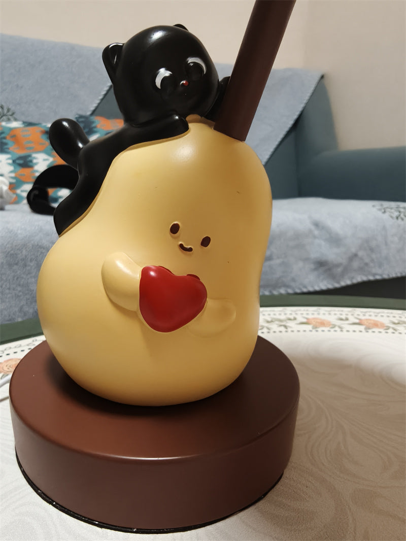 Cat and Pear Bedroom Desk Lamp, Fun Office Decoration Night Light