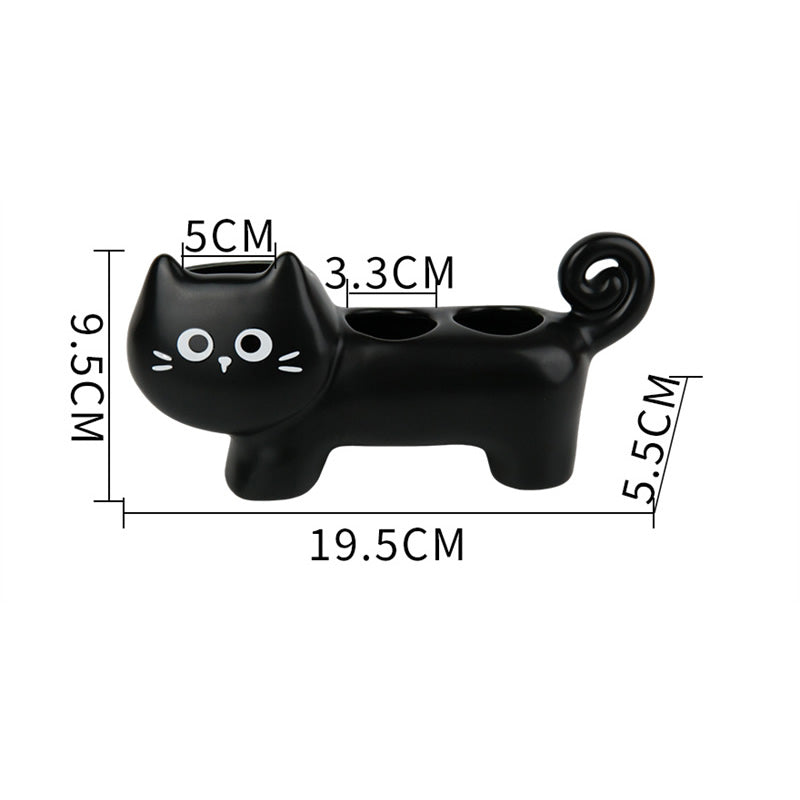 Ceramic Cat Toothbrush Holder, Bathroom Organizer for Electric Toothbrushes and Toothpaste
