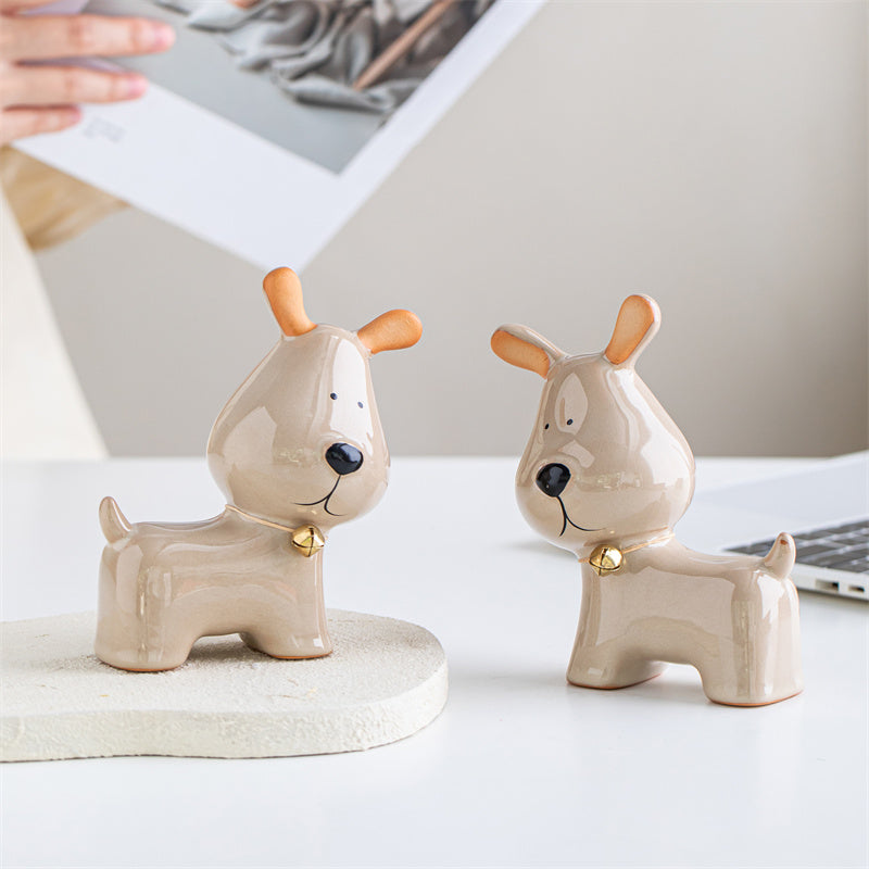 Ceramic Dog Figurines , Cute Animal - Themed Home Decor Ornaments