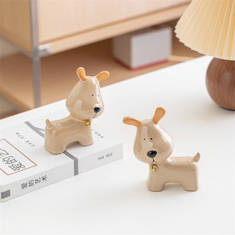 Ceramic Dog Figurines , Cute Animal - Themed Home Decor Ornaments