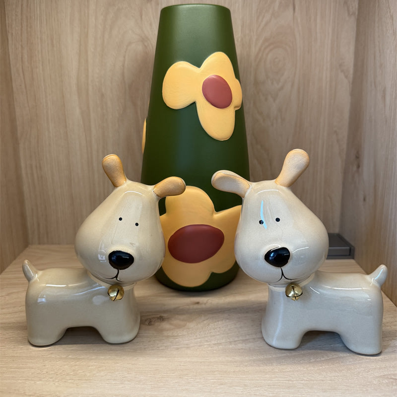 Ceramic Dog Figurines , Cute Animal - Themed Home Decor Ornaments