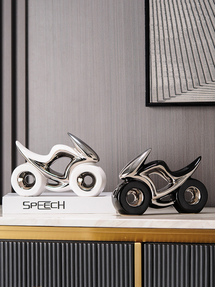 Ceramic Motorcycle Figurine: Stylish Unique Home Decor,Creative Gift
