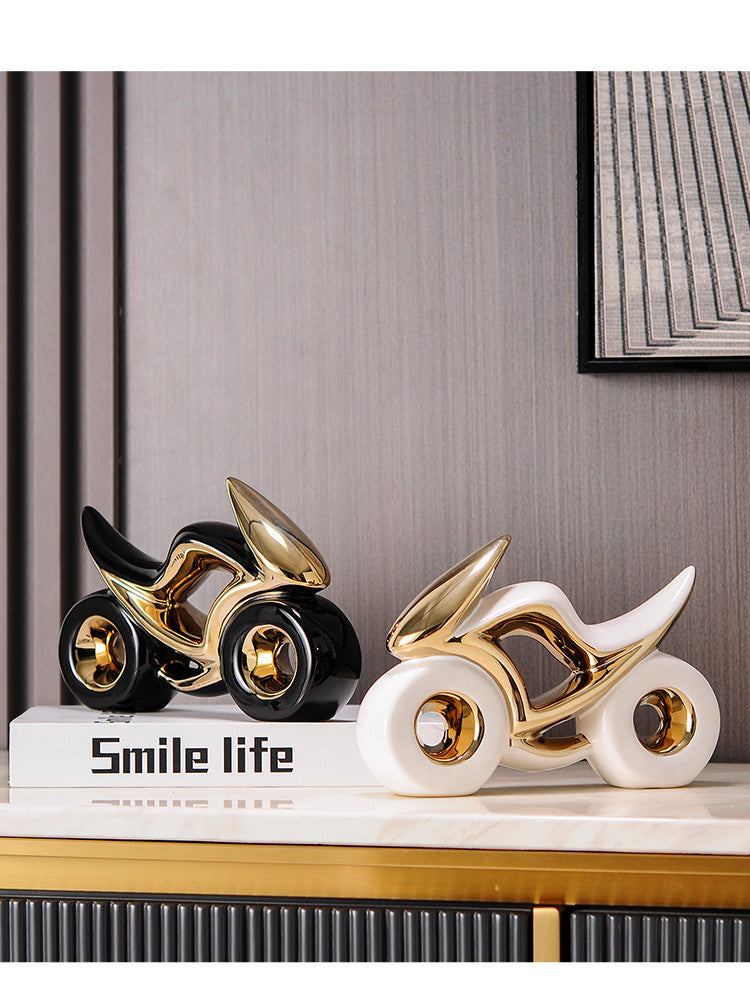 Ceramic Motorcycle Figurine: Stylish Unique Home Decor,Creative Gift