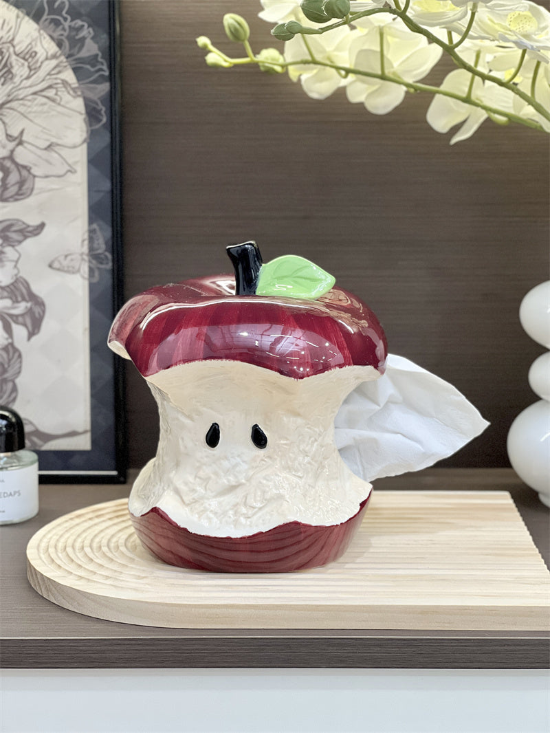 Ceramic Red Apple Tissue Box Cover - Whimsical Fruit Home Decor