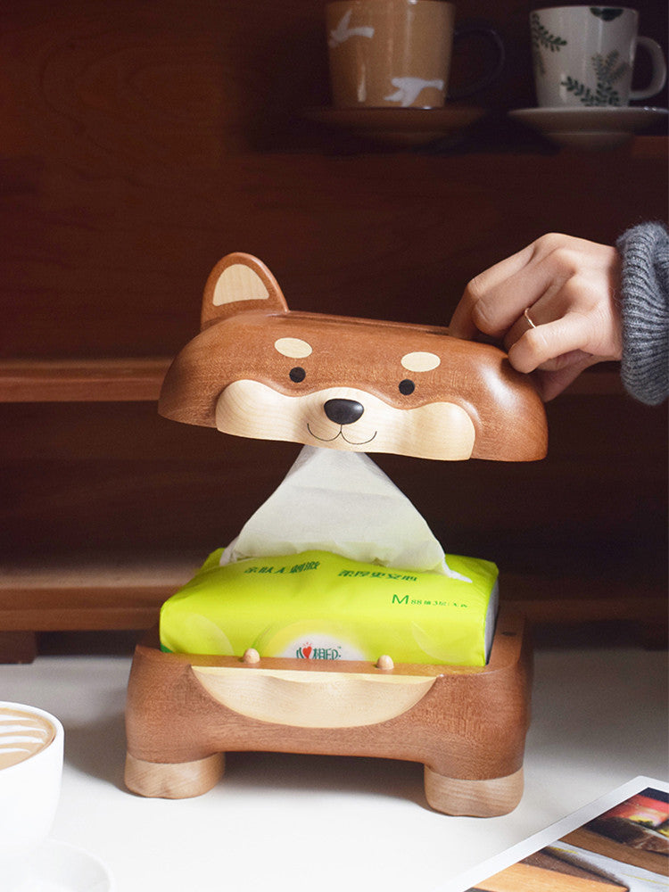 Charming Wooden Pet Dog Tissue Box: Perfect for Home and Office Decor
