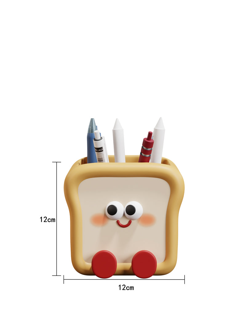 Cheerful Cartoon Pen Holder - Smiley Face Stationery Organizer for Desk & Office