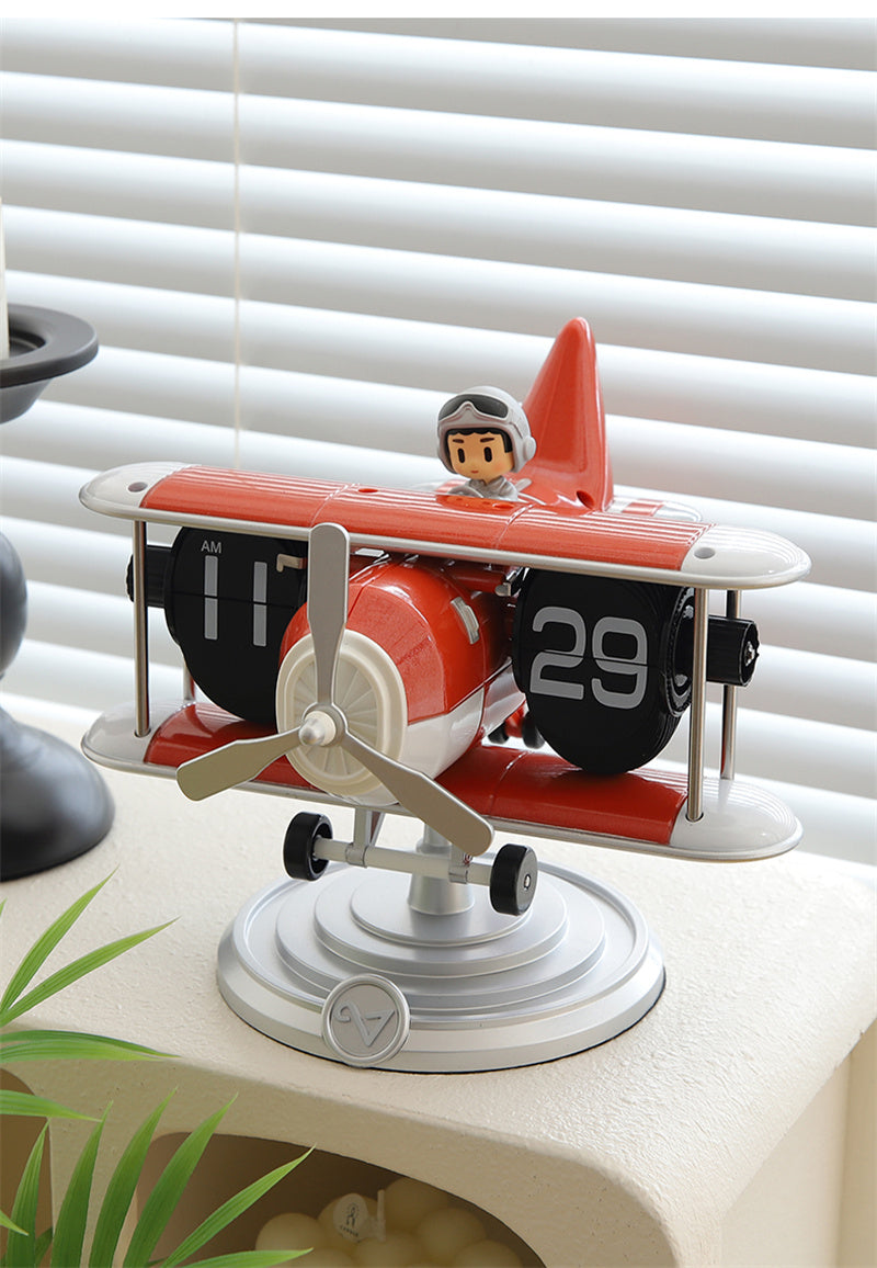 Classic Airplane Automatic Flip Clock, Home Office Desk Decoration Ideas