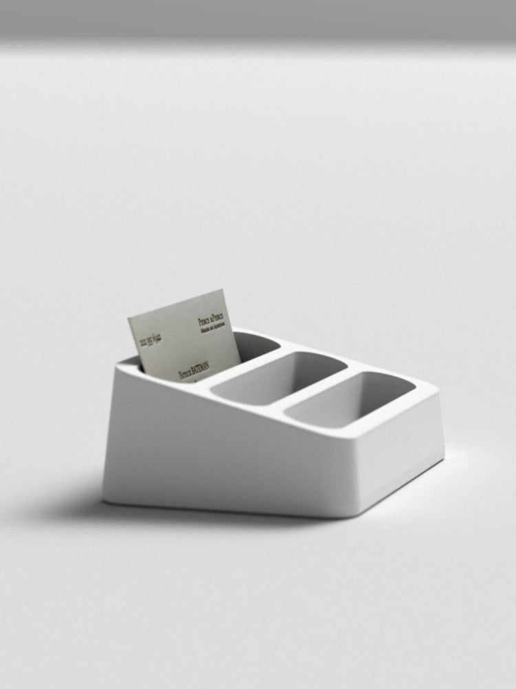 Classic Concrete Business Card Holder with 3 Slots , Industrial Art Style