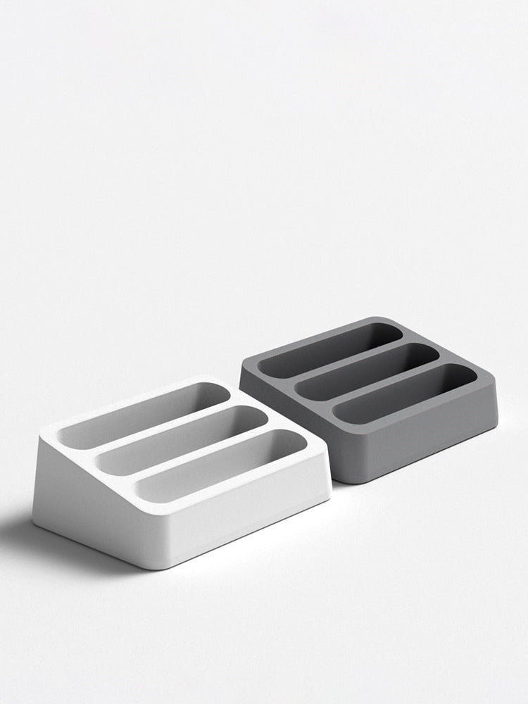 Classic Concrete Business Card Holder with 3 Slots , Industrial Art Style