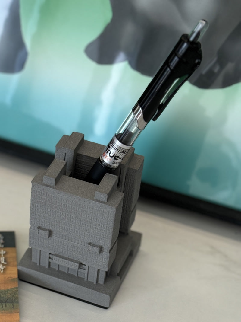 Classic Concrete Micro-Architecture Pen Holder, Desktop Organization Storage