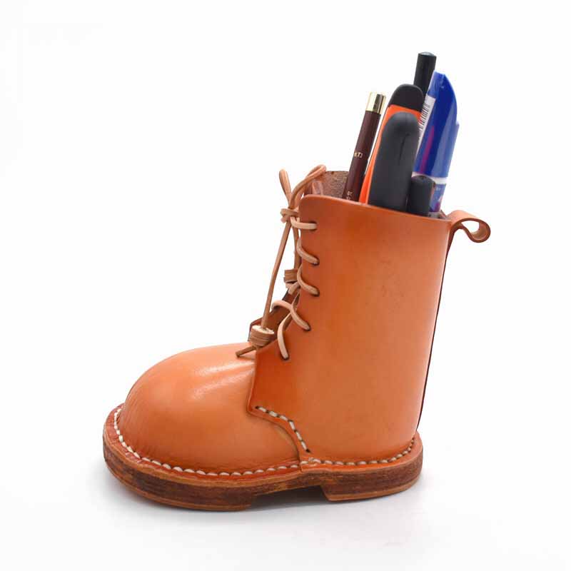 Classic Handmade Genuine Leather Shoe Pen Holder, Unique Gift