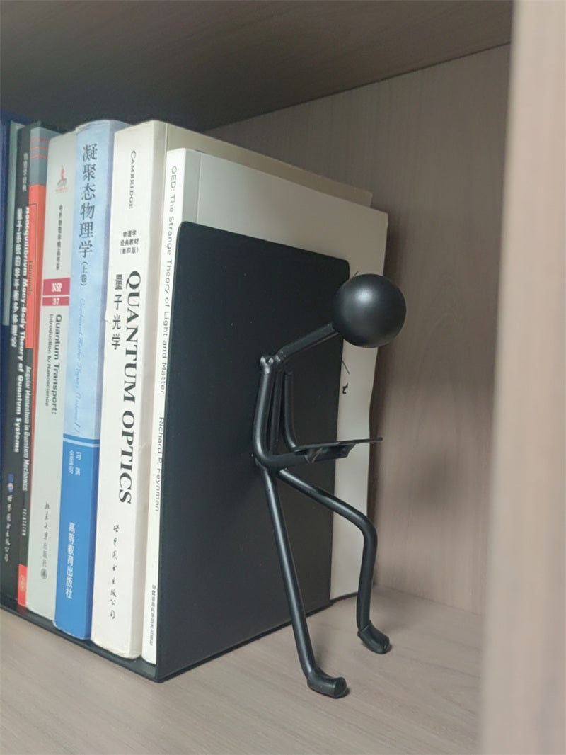 Classic Iron Abstract Cartoon Figure Bookend: Office and Study Decor