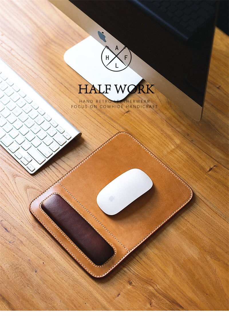 Classic Top Layer Cowhide Mouse Pad, Handmade