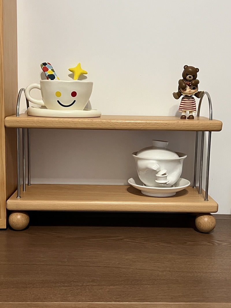 Classic Brass Wooden 2-Tier Desktop Organizer - Style Shelf for Office & Home
